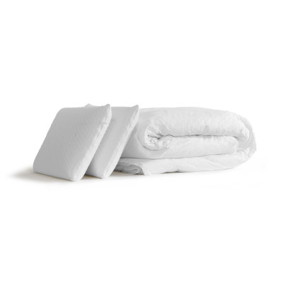 Pack lit complet 200x200 cm - Matelas + Sommier Blanc (en kit) + 2 oreillers + Couette - Vingt-Quatre PLUS