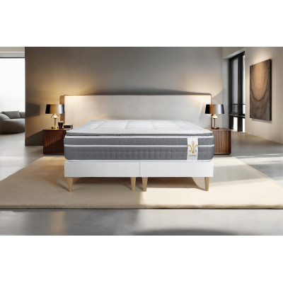 Ensemble Matelas Sommier 200x200 cm - 2 Sommiers Blanc - Trente PLUS