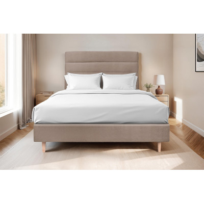 Tête de lit 180 cm Lignes - Tissu Velours Taupe