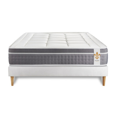 Ensemble Matelas Sommier 160x200 cm - Sommier Blanc (déjà monté) - Trente