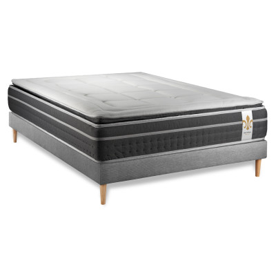 Ensemble Matelas Sommier 200x200 cm - Sommier Gris (en kit) - Trente PLUS