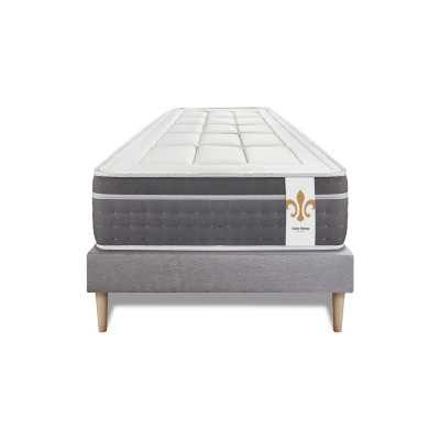 Ensemble Matelas Sommier 90x190 cm - Sommier Gris (en kit) - Trente