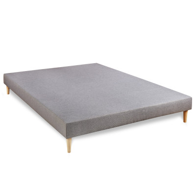Pack lit complet 140x200 cm - Matelas + Sommier Gris + 2 oreillers + Couette - Vingt-Quatre PLUS