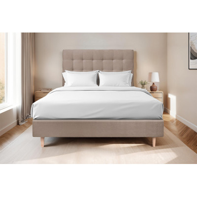 Tête de lit 160 cm Capitonnée - Tissu Velours Taupe