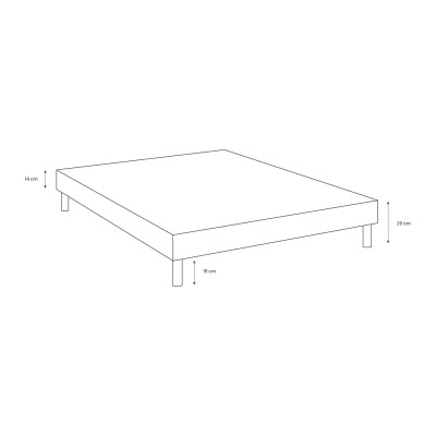Sommier Tapissier 140x190 cm - H29 cm - Velours - Taupe