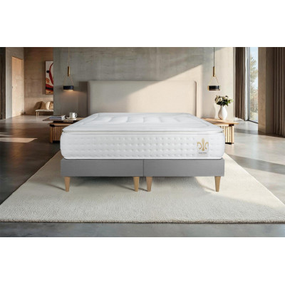 Ensemble Matelas Sommier 160x200 cm - 2 Sommiers Gris - Vingt-Quatre PLUS