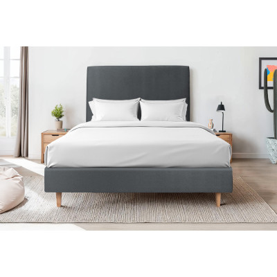 Tête de lit 135 cm Tapissée - Tissu Velours Gris Anthracite