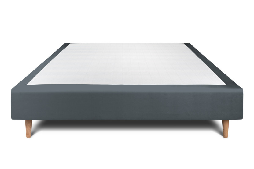 Sommier Tapissier 150x200 cm - H35 cm - Velours - Gris anthracite