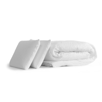 Pack lit complet 160x200 cm - Matelas + 2 Sommiers Blancs + 2 oreillers + Couette - Vingt-Six