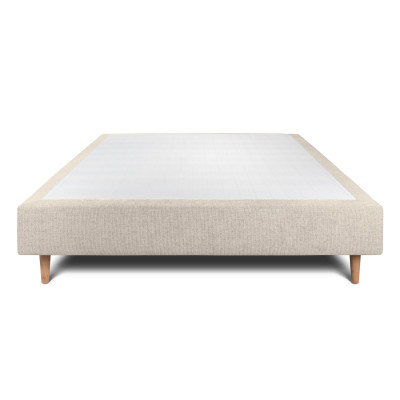 Sommier Tapissier 150x190 cm - H35 cm - Toile nattée - Beige clair