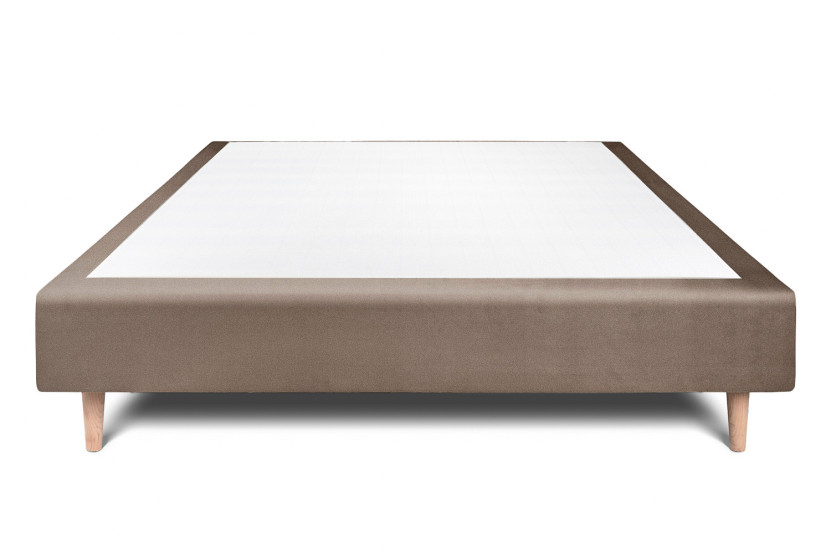 Sommier Tapissier 140x200 cm - H35 cm - Velours - Taupe