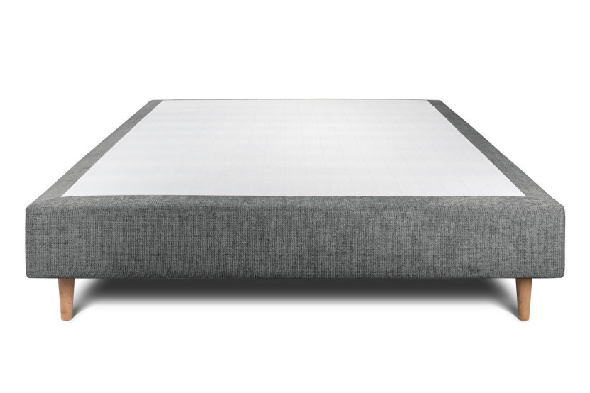 Sommier Tapissier 140x190 cm - H35 cm - Toile nattée - Gris anthracite