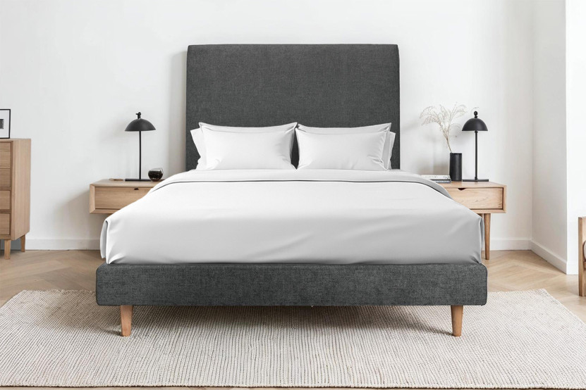 Sommier Tapissier 140x190 cm - H29 cm - Velours - Gris anthracite