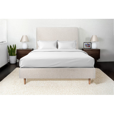 Tête de lit 160 cm Tapissée - Tissu Bouclette Beige Clair