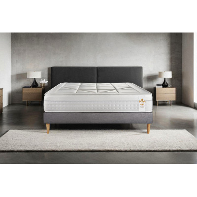 Ensemble Matelas Sommier 160x200 cm - Sommier Gris (déjà monté) - Vingt-Huit