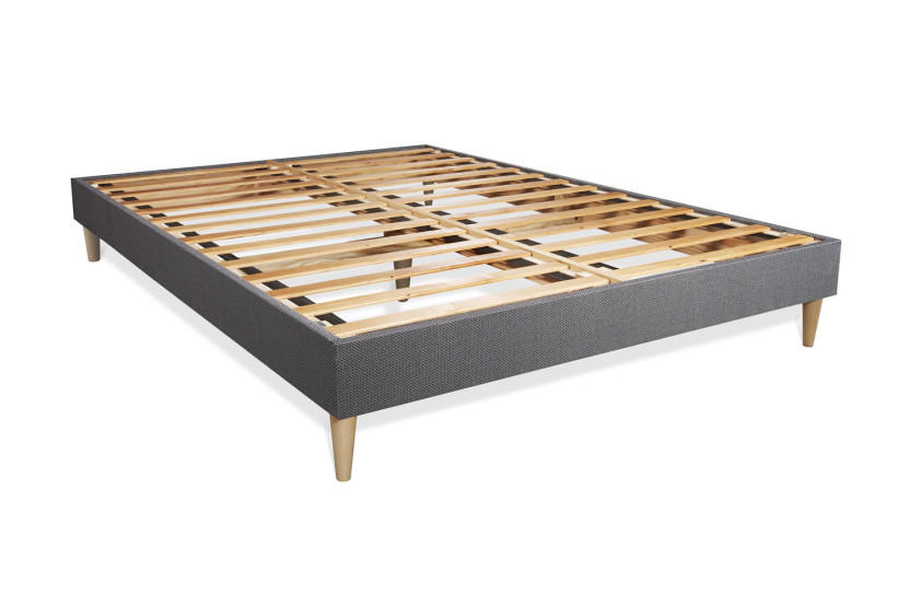 Ensemble Matelas Sommier 140x200 cm - Sommier Gris (en kit) - Vingt-Huit