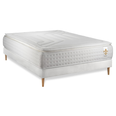 Ensemble Matelas Sommier 160x200 cm - Sommier Blanc (déjà monté) - Vingt-Quatre PLUS