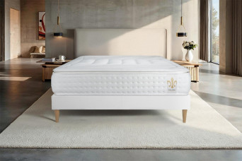 Ensemble Matelas Sommier 140x190 cm - Sommier Blanc (déjà monté) - Vingt-Quatre PLUS