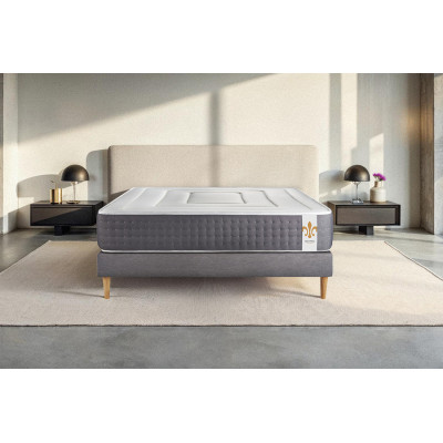 Ensemble Matelas Sommier 140x190 cm - Sommier Gris (déjà monté) - Vingt-Six