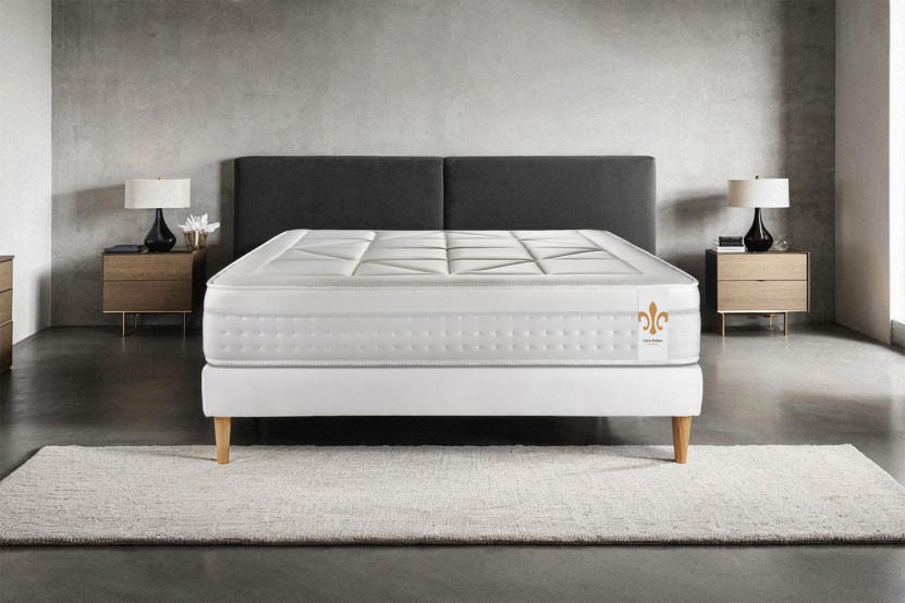 Ensemble Matelas Sommier 140x200 cm - Sommier Blanc (déjà monté) - Vingt-Huit