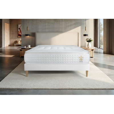 Ensemble Matelas Sommier 200x200 cm - Sommier Blanc (en kit) - Vingt-Quatre PLUS