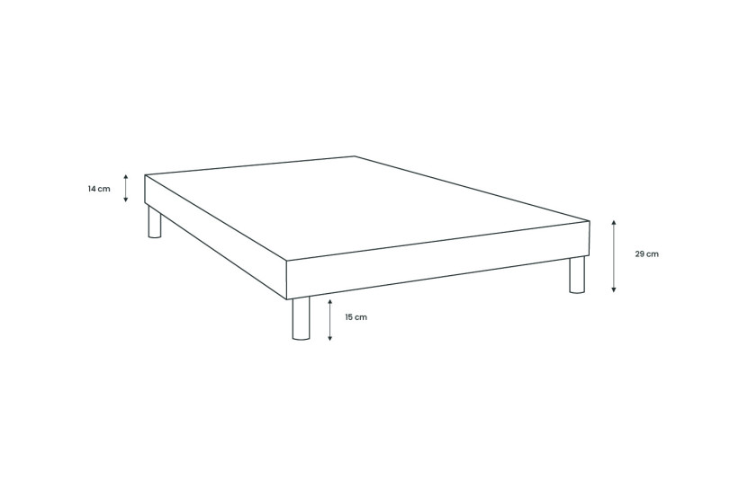 Sommier Tapissier 90x200 cm - H29 cm - Velours - Taupe