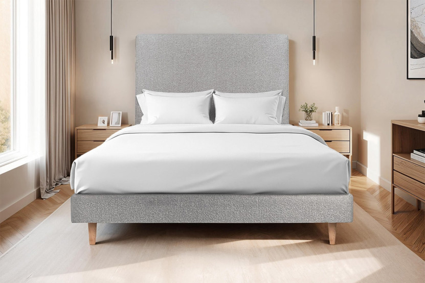 Sommier Tapissier 140x190 cm - H29 cm - Bouclette - Gris