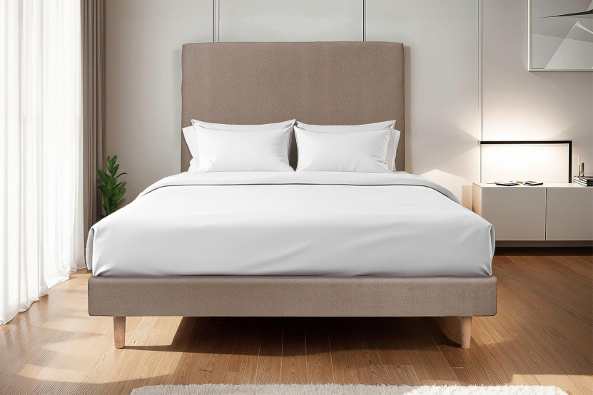 Sommier Tapissier 135x190 cm - H29 cm - Velours - Taupe