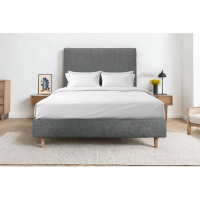 Sommier Tapissier 140x200 cm - H35 cm - Toile nattée - Gris anthracite
