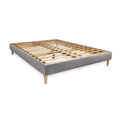 Pack lit complet 140x200 cm - Matelas + Sommier Gris (en kit) + 2 oreillers + Couette - Vingt-Six PLUS