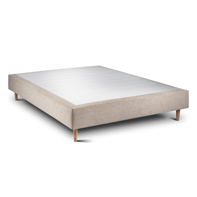 Sommier Tapissier 140x190 cm - H35 cm - Toile nattée - Beige brun