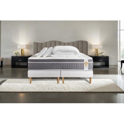 Pack lit complet 160x200 cm - Matelas + 2 Sommiers Blancs + 2 oreillers + Couette - Trente