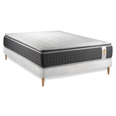Ensemble Matelas Sommier 160x200 cm - Sommier Blanc (déjà monté) - Vingt-Six PLUS
