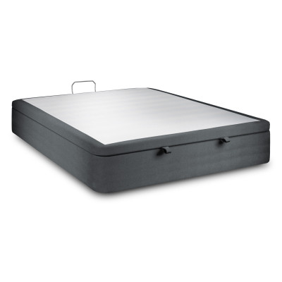 Sommier Coffre 140x190 cm - Velours - Gris anthracite