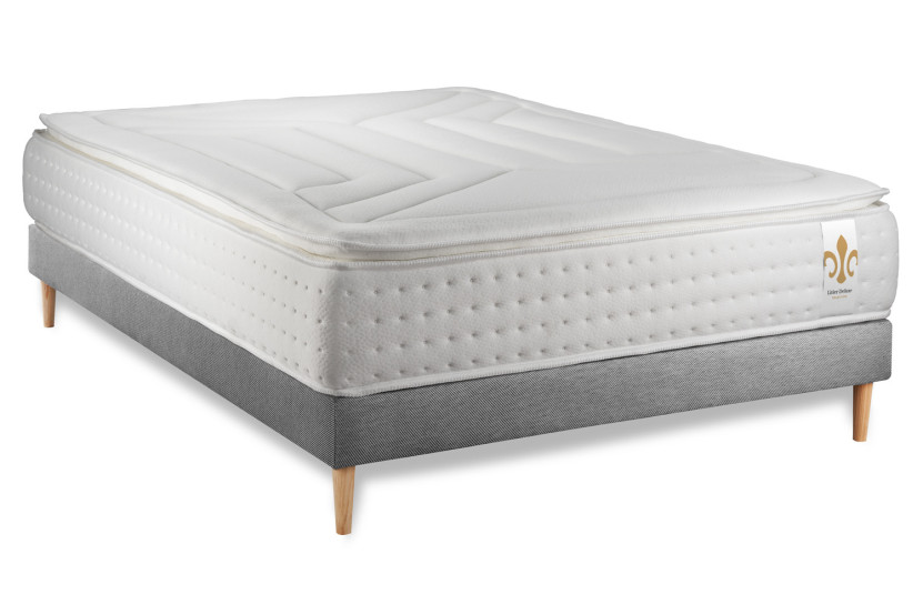 Ensemble Matelas Sommier 180x200 cm - Sommier Gris (en kit) - Vingt-Quatre PLUS