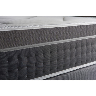 Ensemble Matelas Sommier 90x200 cm - Sommier Gris (en kit) - Trente