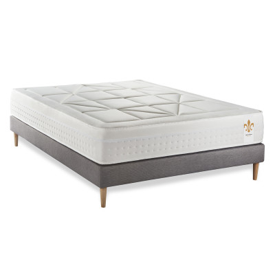 Ensemble Matelas Sommier 140x190 cm - Sommier Gris (en kit) - Vingt-Huit