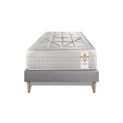 Ensemble Matelas Sommier 90x200 cm - Sommier Gris (déjà monté) - Vingt-Huit