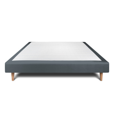 Sommier Tapissier 150x190 cm - H29 cm - Velours - Gris anthracite