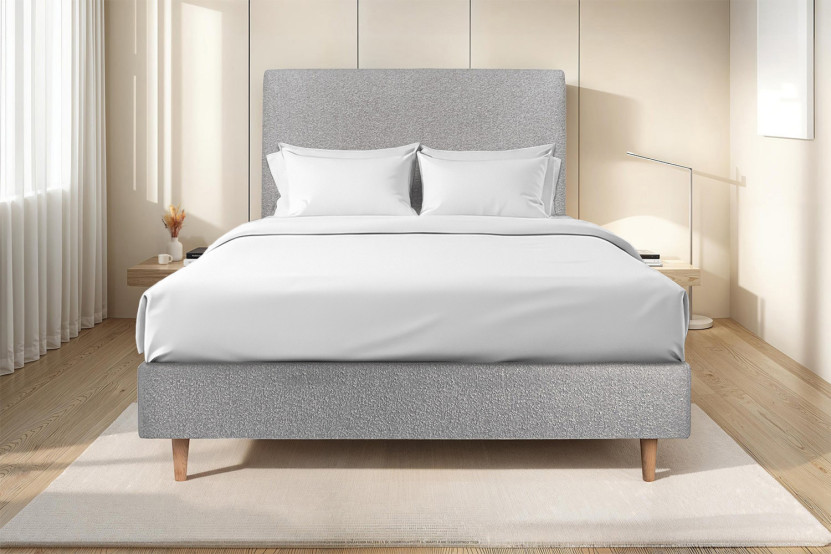 Sommier Tapissier 140x190 cm - H35 cm - Bouclette - Gris