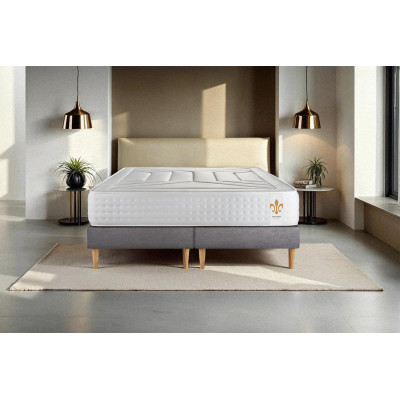 Ensemble Matelas Sommier 180x200 cm - 2 Sommiers Gris - Vingt-Quatre