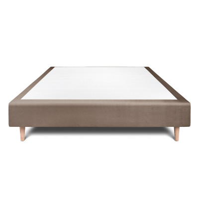 Sommier Tapissier 135x190 cm - H35 cm - Velours - Taupe
