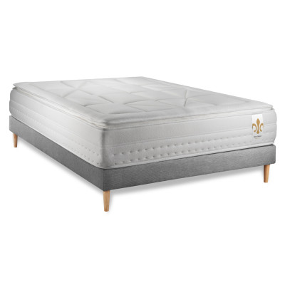 Ensemble Matelas Sommier 180x200 cm - Sommier Gris (en kit) - Vingt-Huit PLUS