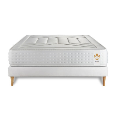 Ensemble Matelas Sommier 200x200 cm - Sommier Blanc (en kit) - Vingt-Quatre
