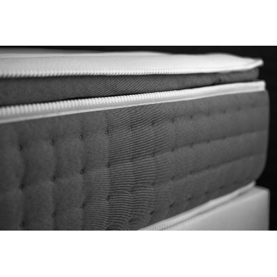 Pack lit complet 140x200 cm - Matelas + Sommier Gris + 2 oreillers + Couette - Vingt-Six PLUS