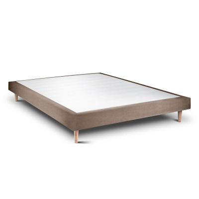Sommier Tapissier 140x190 cm - H29 cm - Velours - Taupe