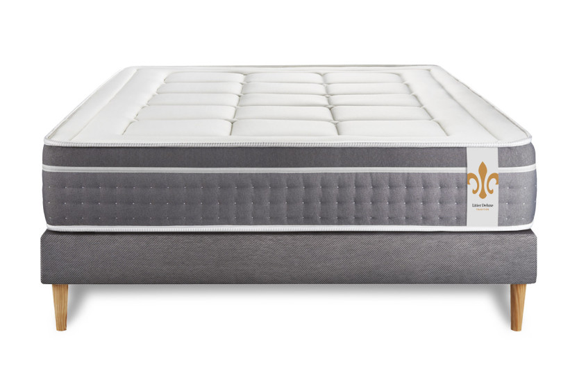Ensemble Matelas Sommier 160x200 cm - Sommier Gris (en kit) - Trente