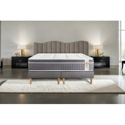 Ensemble Matelas Sommier 200x200 cm - 2 Sommiers Gris - Trente