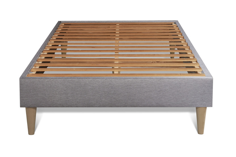 Ensemble Matelas Sommier 90x200 cm - Sommier Gris (en kit) - Vingt-Quatre PLUS