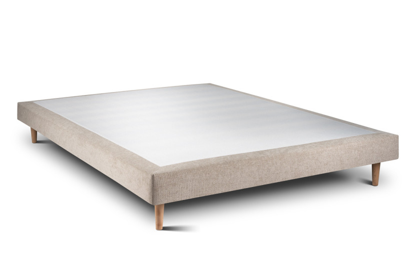 Sommier Tapissier 140x190 cm - H29 cm - Toile nattée - Beige brun